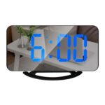 TS-8201 Reloj despertador con espejo digital LED Pantalla grande Reloj de mesa de escritorio USB dual, Black Shell Blue Light