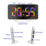 TS-8201 Reloj despertador con espejo digital LED Pantalla grande Reloj de mesa de escritorio USB dual, White Shell Red Light - Imagen 3