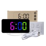 TS-8201 Reloj despertador con espejo digital LED Pantalla grande Reloj de mesa de escritorio USB dual, White Shell Red Light - Imagen 5