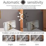 TS-8201 Reloj despertador con espejo digital LED Pantalla grande Reloj de mesa de escritorio USB dual, White Shell Red Light - Imagen 6