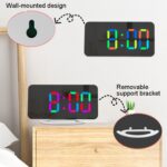 TS-8201 Reloj despertador con espejo digital LED Pantalla grande Reloj de mesa de escritorio USB dual, White Shell Red Light - Imagen 7