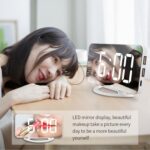 TS-8201 Reloj despertador con espejo digital LED Pantalla grande Reloj de mesa de escritorio USB dual, White Shell Red Light - Imagen 8