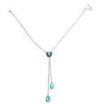 Collar con colgante de piedras preciosas de corazón azul cielo personalizado para mujer