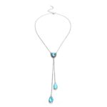 Collar con colgante de piedras preciosas de corazón azul cielo personalizado para mujer - Imagen 2