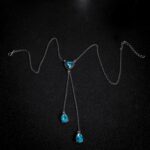 Collar con colgante de piedras preciosas de corazón azul cielo personalizado para mujer - Imagen 4
