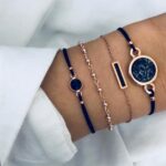 5-en-1 Personalidad Brújula Hexágono Pulsera Diamante Corazón Cuentas Colgante Joyería, SKU4161