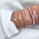 5-en-1 Personalidad Brújula Hexágono Pulsera Diamante Corazón Cuentas Colgante Joyería, SKU4159