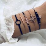 5-en-1 Personalidad Brújula Hexágono Pulsera Diamante Corazón Cuentas Colgante Joyería, SKU3591
