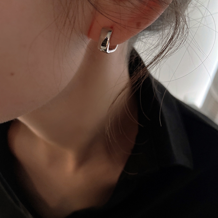 TBD06037796.jpg Pendientes cuadrados anchos de aguja de plata Tipo de hebilla Fácil de usar sin aretes de selección - Imagen 1