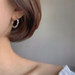 Pendientes de plata rota de circón Pendientes versátiles simples para mujer, 1878 Golden - Imagen 6