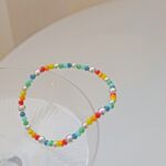 Pulsera con cuentas de sonrisa de arcoíris chapada en plata 925, joyería para mujer, Bead Model