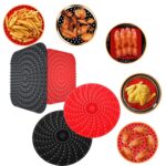 Freidora de aire Reutilizable Alfombrilla de revestimiento de silicona Almohadilla de vapor antiadherente Accesorios de cocina, Square Red 20.2cm - Imagen 2