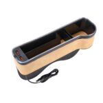 Caja de almacenamiento para espacio de asiento de control central de automóvil con luces ambientales USB duales, Suede Wine Red Principal Driver, Suede Wine Red Co-pilot, Suede Coffee Principal Driver, Suede Coffee Co-pilot, Suede Black Principal Drive...