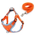 Arnés para perros mascota Correa reflectante estilo chaleco anti-rotura, Suede Orange