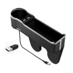 Caja de almacenamiento para espacio de asiento de coche, cargador USB multifuncional para teléfono móvil, Standard Black