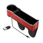 Caja de almacenamiento para espacio de asiento de coche, cargador USB multifuncional para teléfono móvil, Standard Red