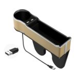Caja de almacenamiento para espacio de asiento de coche, cargador USB multifuncional para teléfono móvil, Standard Beige