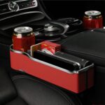 Caja de almacenamiento para espacio de asiento de coche, cargador USB multifuncional para teléfono móvil, Standard Brown - Imagen 15