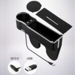 Caja de almacenamiento para espacio de asiento de coche, cargador USB multifuncional para teléfono móvil, Standard Beige - Imagen 5