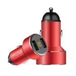 Mini cargador de coche multifuncional con pantalla digital USB dual