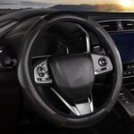 Cuero elástico de fibra de carbono de 38 cm sin anillo interior protector para volante de coche, Black