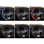 Cuero elástico de fibra de carbono de 38 cm sin anillo interior protector para volante de coche, Purple - Imagen 2