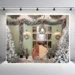 2,1 x 1,5 m fondo de fotografía de fiesta navideña decoración de Navidad tela colgante, SD-785