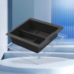 Para Tesla Model 3 / Y Caja de hielo pequeña de almacenamiento de doble capa de silicona, Center Front With Divider (Black)