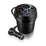 Cargador de coche con taza, cargador de teléfono móvil con cable USB Dual, encendedor de cigarrillos