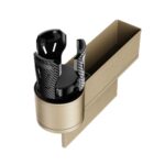 Caja de almacenamiento para espacio de asiento de coche, Cenicero con soporte para vasos, Left Beige