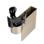 Caja de almacenamiento para espacio de asiento de coche, Cenicero con soporte para vasos, Right Beige