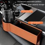 Caja de almacenamiento para espacio de asiento de coche, Cenicero con soporte para vasos, Right Black Red - Imagen 6