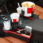 Caja de almacenamiento para espacio de asiento de coche, Cenicero con soporte para vasos, Left Beige - Imagen 9