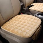 Cojín de asiento antideslizante y no vinculante de felpa sin respaldo de invierno para coche, Front Row Beige