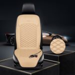 Cojín de asiento de felpa corto con calefacción eléctrica de invierno para coche de 12V, Beige