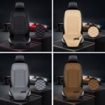 Cojín de asiento de felpa corto con calefacción eléctrica de invierno para coche de 12V, Beige - Imagen 2