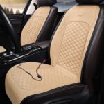 Cojín de asiento de felpa corto con calefacción eléctrica de invierno para coche de 12V, Beige - Imagen 11
