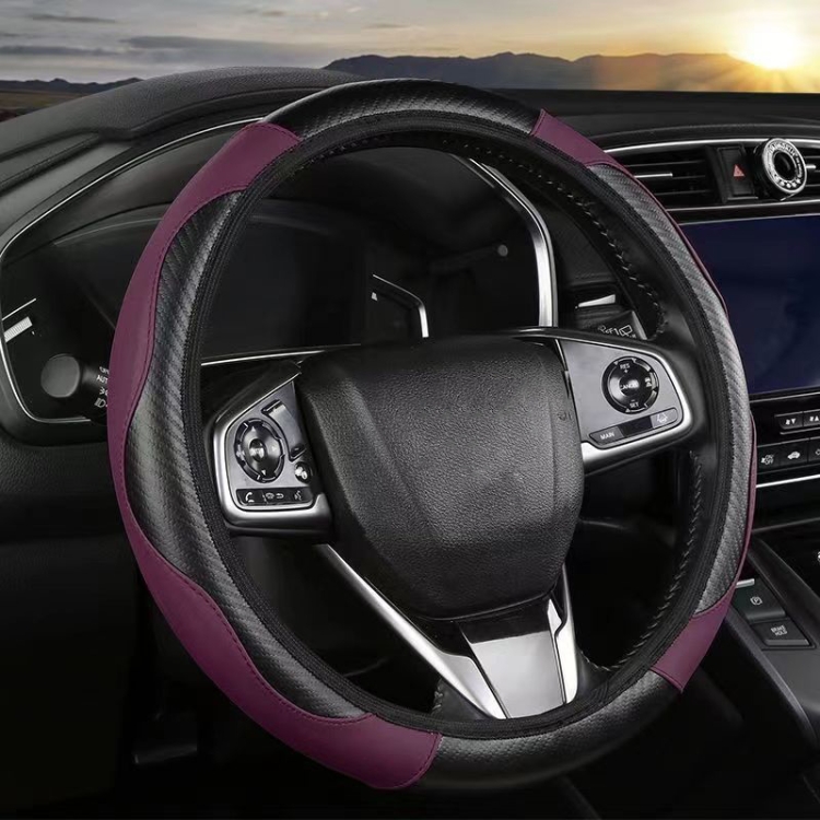 TBD0604308502.jpg Cuero elástico de fibra de carbono de 39 cm sin anillo interior protector para volante de coche, Purple - Imagen 1