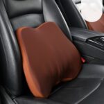Almohada de cuello de espuma viscoelástica para coche, almohada de seda para descanso del cuello, cojín Cervical para asiento de coche, Lumbar Pad Coffee
