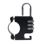 Candado de combinación de casco fijo con cerradura antirrobo para casco de motocicleta, Black