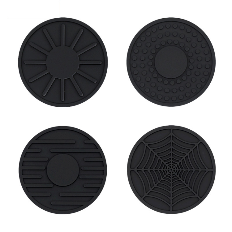 TBD0604361701.jpg 4 unids/set 6,8x0,3 cm coche antideslizante silicona agua posavasos almacenamiento Interior, Black - Imagen 1