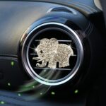 Clip de aromaterapia para ventilación de aire de coche con elefante de diamantes de imitación de Metal