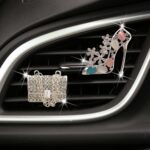 2 unids/set salida de aire del coche decoración con incrustaciones de diamantes Clip de aromaterapia, Bag+Color High Heels