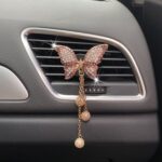 Clip de aromaterapia para ventilación de aire de coche, borla de mariposa, perla, diamante - Imagen 2