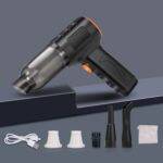 Aspiradora de coche, gran succión, bomba inalámbrica, soplador inflable, aspiradora pequeña de mano, Brushless 260W+2 Filters+Storage Bag (Black)