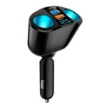 Cargador de coche de expansión para encendedor de cigarrillos con pantalla digital en tiempo real y USB dual tipo C, QC3.0+2.4A Dual A+C