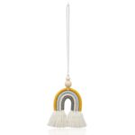 Colgante de aromaterapia para coche con cuentas de madera tejidas a mano, cuerda de algodón, arcoíris