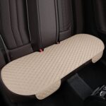 Cojín de asiento de coche de lino de imitación de rombo antideslizante, Beige Back Row