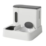 Tazón de comida para mascotas, bebedero para perros, dispensador de agua móvil para gatos, alimentador de agua de alimentación automática, Basic Gray