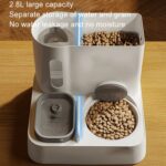 Tazón de comida para mascotas, bebedero para perros, dispensador de agua móvil para gatos, alimentador de agua de alimentación automática, Upgrade Gray+Stainless Steel Bowl - Imagen 4